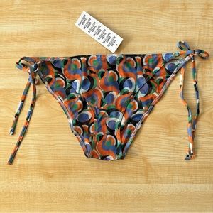 Solid & Striped Iris Printed Side Tie Mesh Bikini Bottom in Optic Swirl - Large